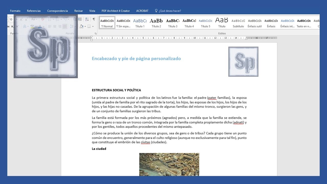 Word - Agregar y modificar encabezados y pies de página diferentes en Word.  Tutorial en español HD - YouTube
