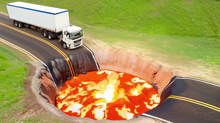 Cars vs Lava Potholes Challenge in BeamNG Drive!