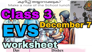 Victers Class 3 EVS worksheet December 7