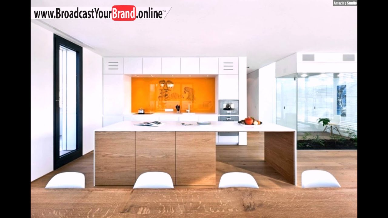 Wohnideen küche modern holz esstisch schwarze glas küchenrückwand ...