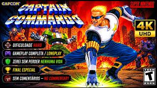 💥 CAPTAIN COMMANDO (SNES) 4K | HARD | ZEREI SEM MORRER | FINAL ESPECIAL | Gameplay Completa |