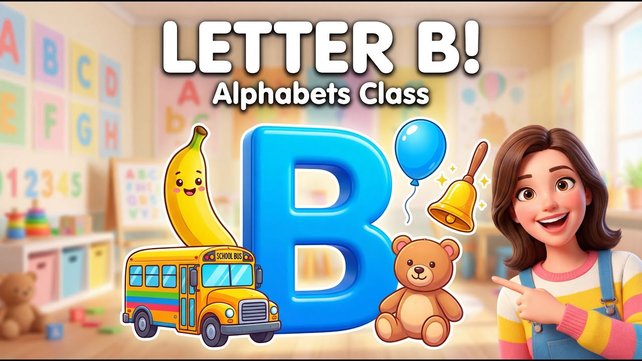 Letter B for Kids | Learn, Pronounce & B Is for Words | ABC Class # ...