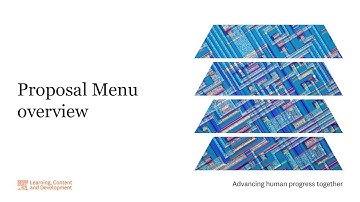 Proposal Menu overview
