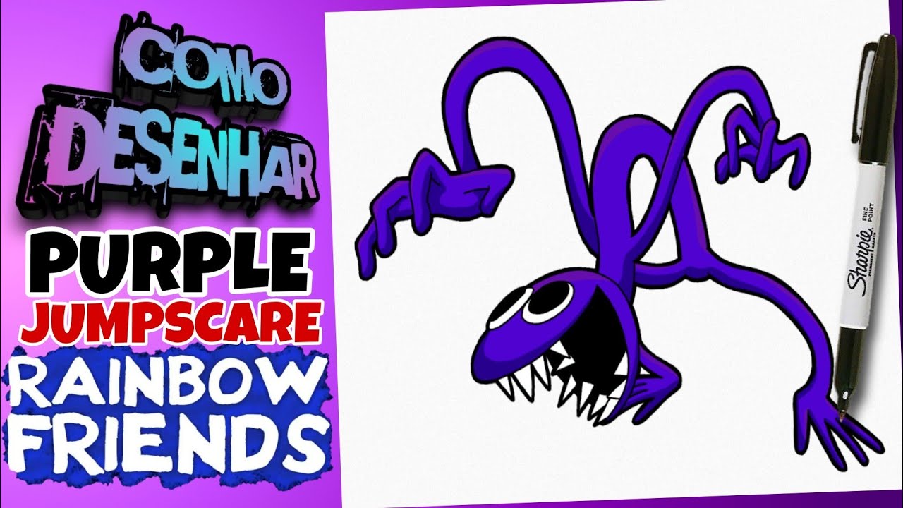 Como DESENHAR o PURPLE do RAINBOW FRIENDS ROBLOX! Vídeo completo no Yo