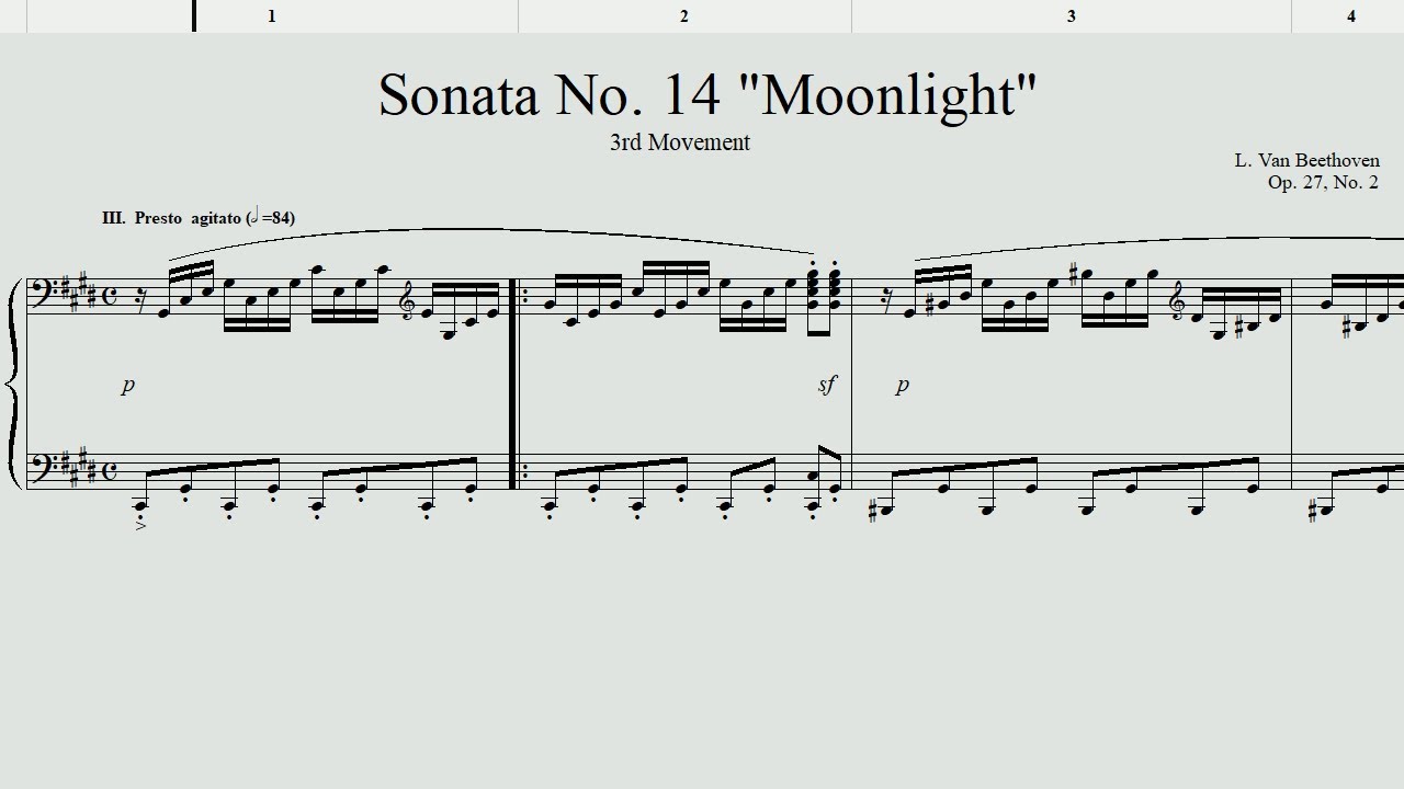 베토벤 - 월광 3악장 | Beethoven – Moonlight Sonata 3Rd Movement [Nwc] | 월광 3 악장 악보 오늘 업데이트