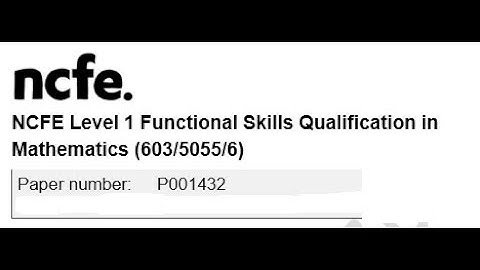 Functional Skills Maths L1 P001432 NCFE