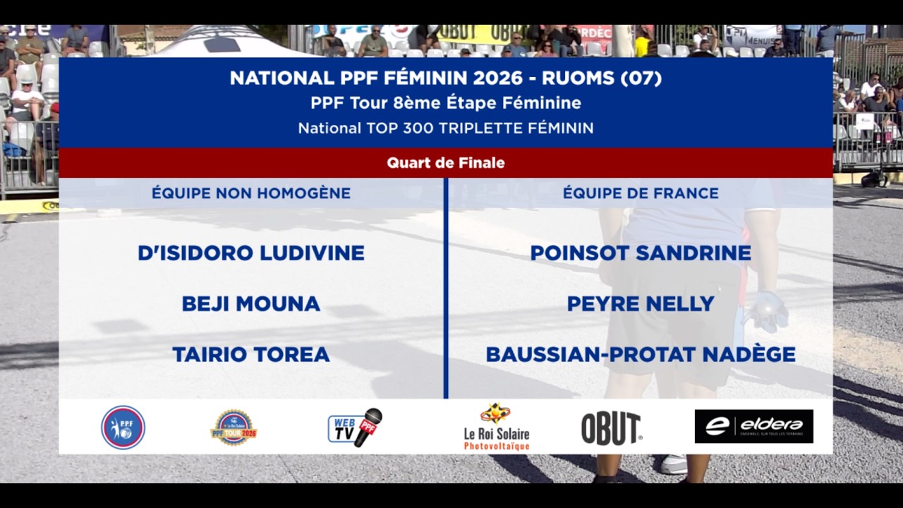 Miniature : PPF TOUR FÉMININ 2026 - Étape 8 - RUOMS (07) - Quart de Finale - POINSOT vs D-ISIDORO.