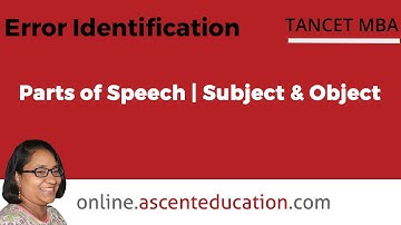TANCET MBA Lesson Video | Error Identification | Parts of Speech - Subject & Object