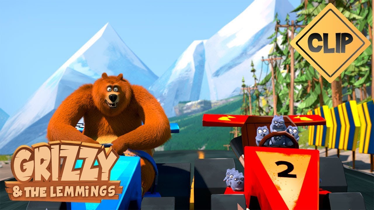 Une spectaculaire course de voiture   Grizzy  les Lemmings