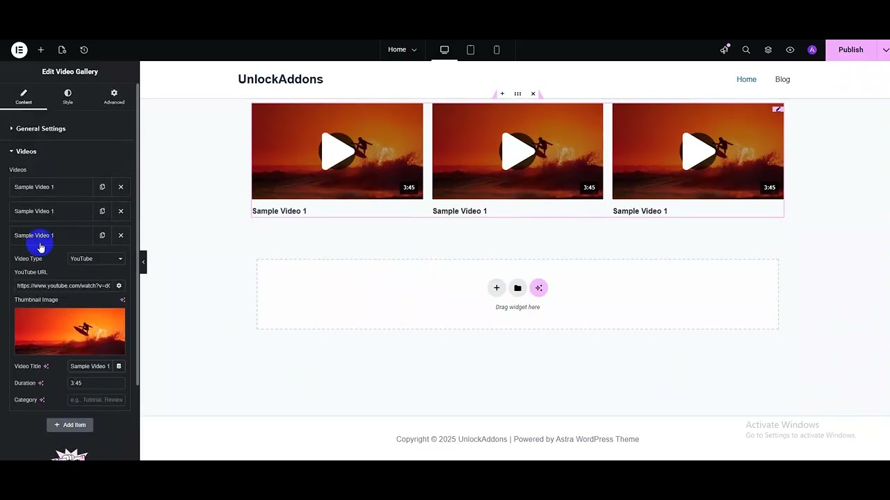 Create a Video Gallery in WordPress | Elementor + Unlock Addons ...