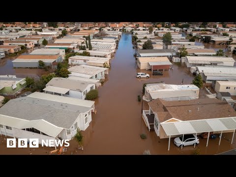 California's 'bomb cyclone' creates flood warning for millions - BBC News