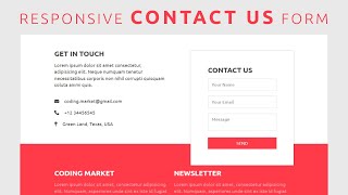 How to create the Responsive Contact US Form Using HTML and CSS || #contactus #contactusform