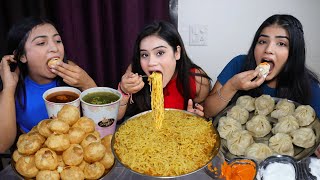 Maggi, Golgappa ( Pani Puri ) and Momos Eating Challenge | Spicy 🔥Maggi, Golgappa, Momos Challenge