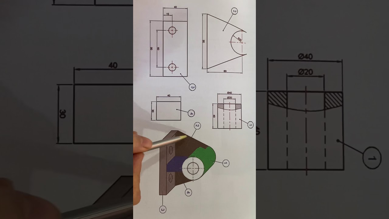 الرسم الصناعي _الثالث ميكانيك/الربط باللحام/تمرين( 2_43)