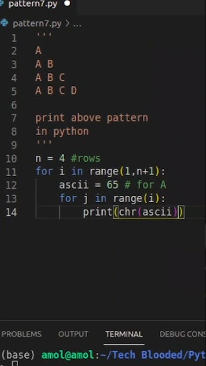 Print Triangle Alphabet Pattern Using Python | Traingle Pattern - 8 ...