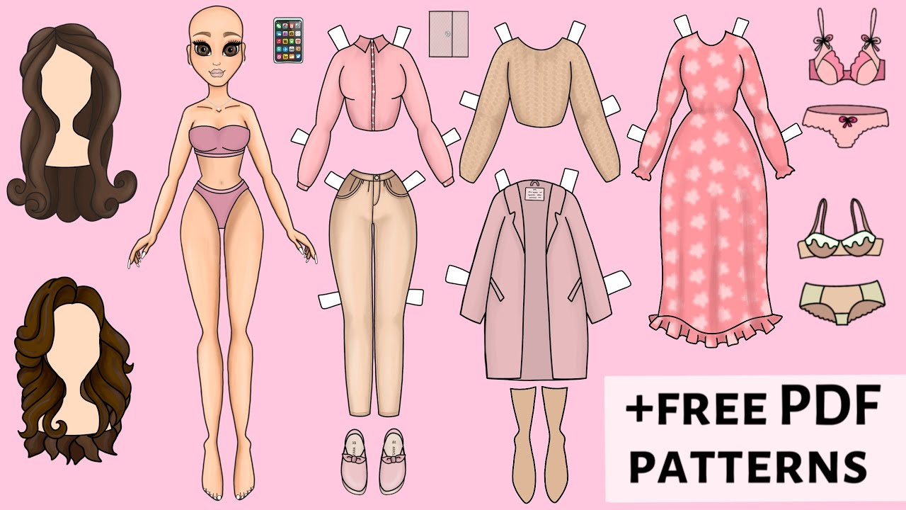 new-paper-doll-dress-up-with-wardrobe-diy-free-printable-youtube