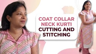Coat Collar Neck Kurti Cutting and Stitching Tutorial Malayalam @AfejisChills