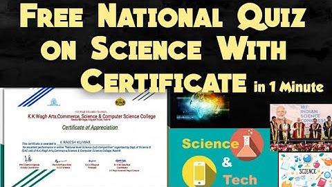 Free National Level Quiz on Science certificate in 1 Minutes|free verified certificate course|quiz