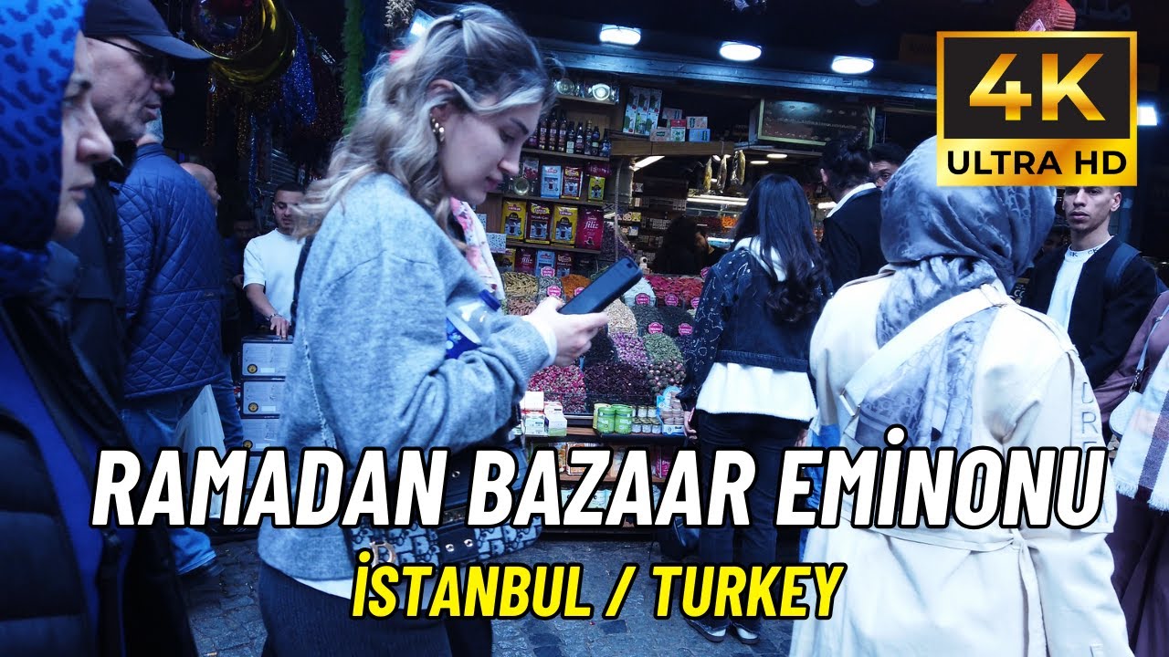Ramadan Eminonu-Sirkeci Historical Bazaar Istanbul 2025 March Walking Tour [4K Ultra HD/60fps]