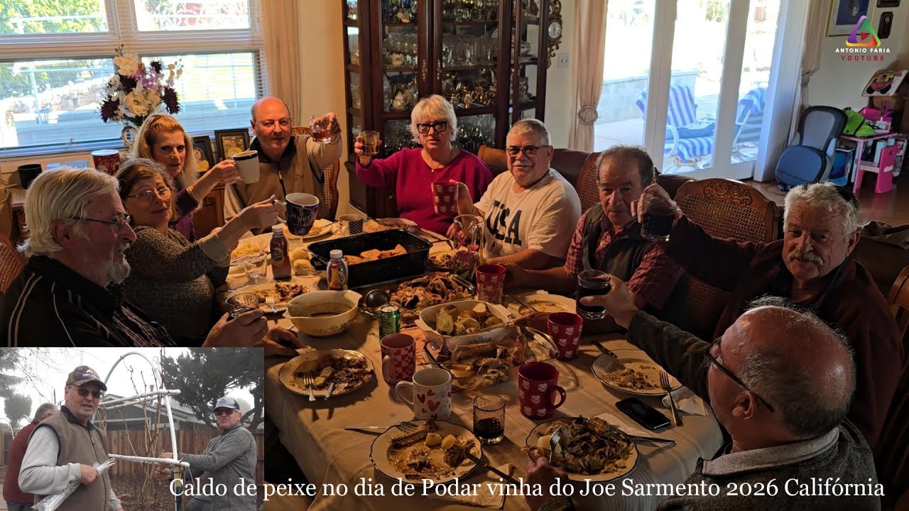 Caldo de peixe no dia de Podar vinha do Joe Sarmento 2026 Califórnia