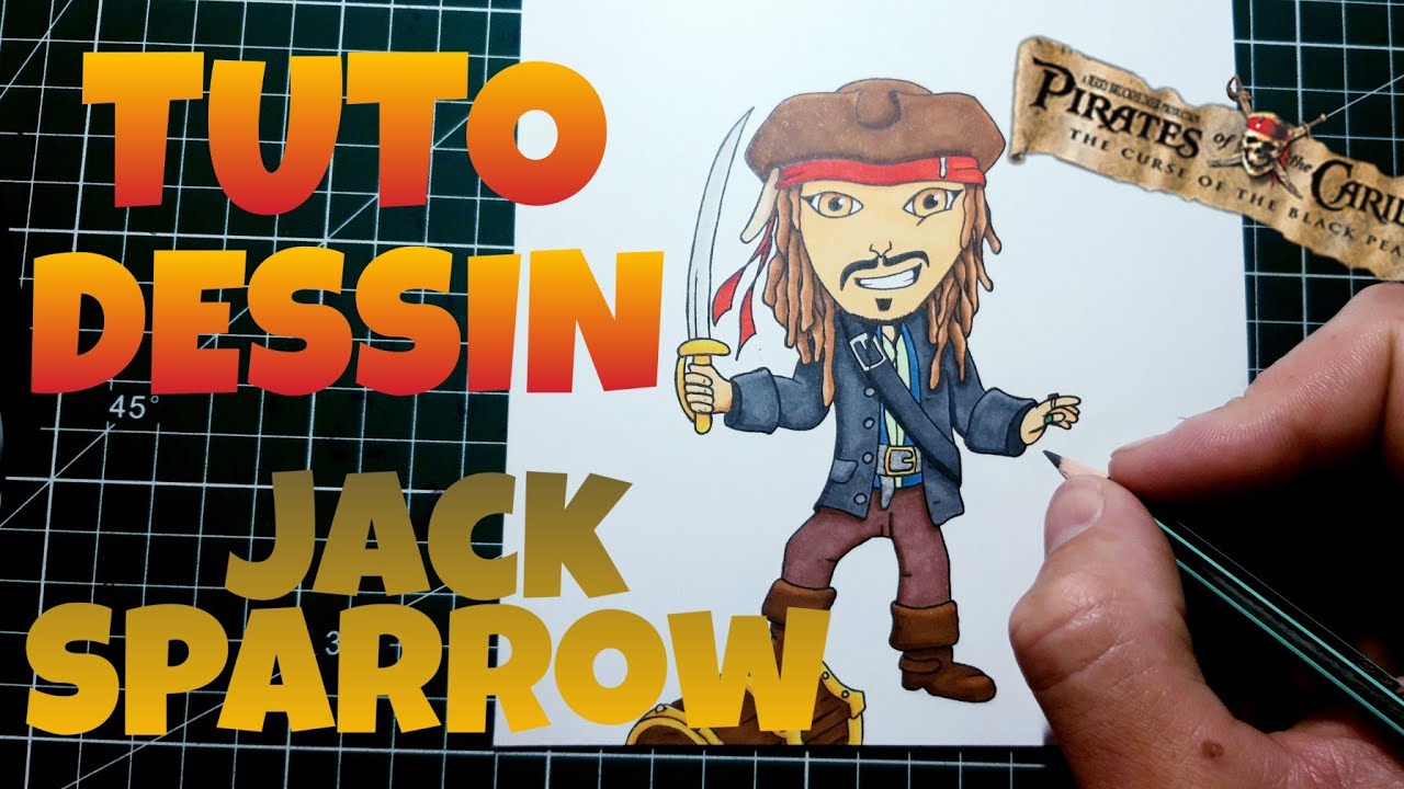 Tuto dessin / Comment dessiner le pirate Jack Sparrow (dessin kawaii