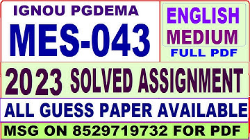 mes 043 solved assignment 2022-23 / mes 43 solved assignment 2023 english / ignou pgdema solved