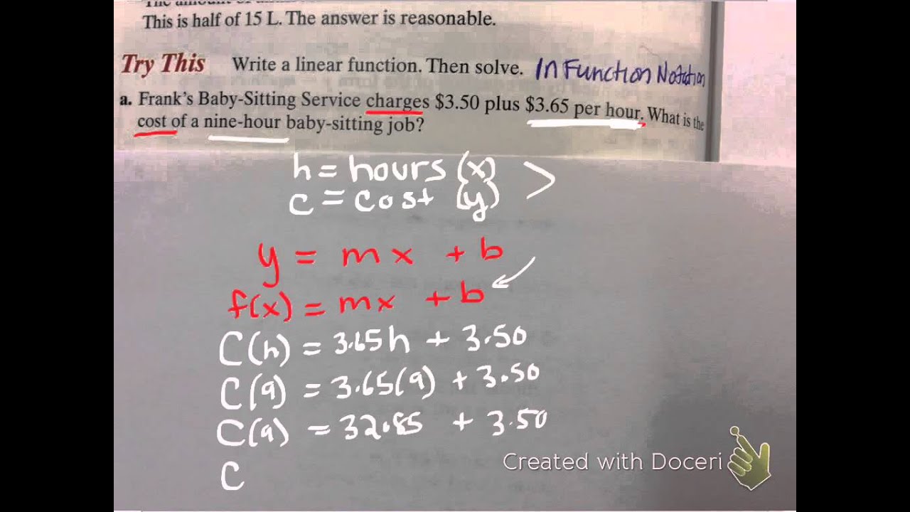 Function Notation Word Problems