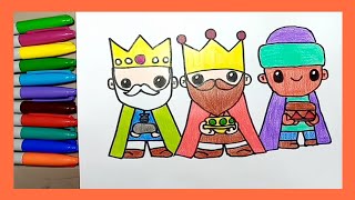Cómo dibujar y pintar a los 3 REYES MAGOS / How to draw and paint the three Wise Men.