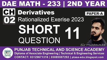 DAE MATH 233 Chapter 2 Short Question 11 | Sir Muhammad