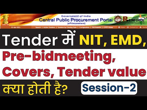 What is NIT, EMD, Pre-bid meeting, tender value and covers in Tender ?| Session-2 | ReinforceQST