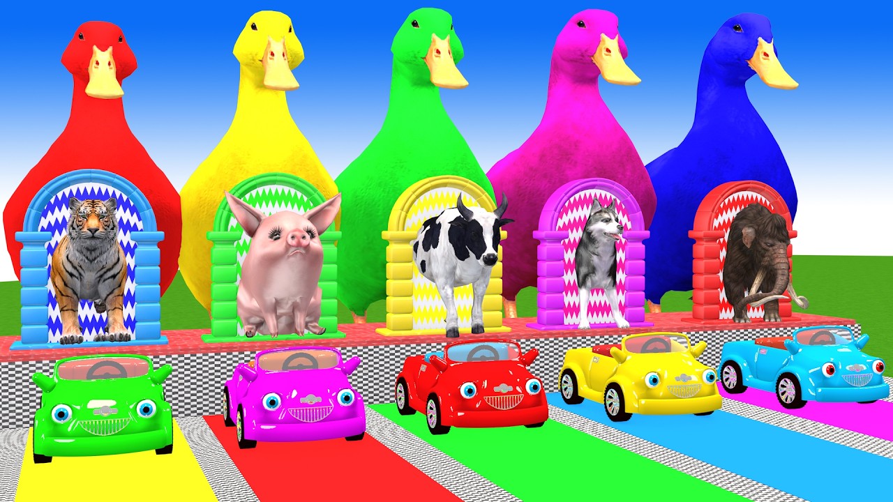 Long Slide Game With Cow Elephant Gorilla Hippopotamus Tiger 3d Animal Game Funny 3d Animals