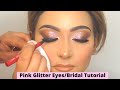 Pink glitter makeup tutorial  easy step by step