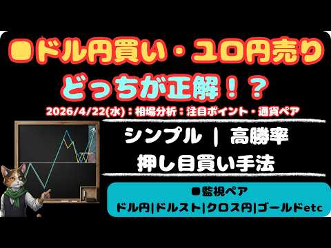 【FX相場分析】ドル円押し目買い！ユーロ円戻り売り！どっちが正解？ゴールドの売りも注目！｜4/22(水)高勝率な押し目買い・戻り売り手法 #FX #相場分析