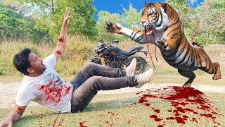 Tiger Attack Bikers in Forest | Fun Made Movie | Bangle Tiger Attack #tiger