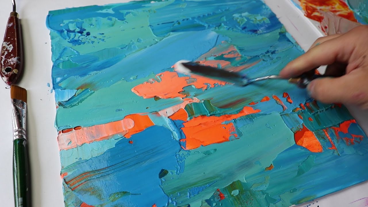 Easy Abstract Landscape Painting / For Beginners / demonstration