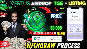 Vertus Token Withdrawal Process 😍 vertus airdrop update today | 48 HOURS LAST 🚨 vertus airdrop