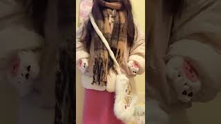 Kawaii Fluffy Touch Screen Gloves for Cozy Winter Style Cute Bear Pastel Accessories #shorts