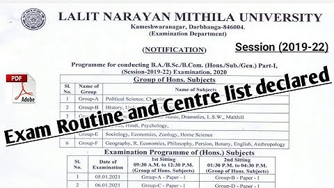 Lnmu part 1 exam routine and centre list declared 2020 || session (2019-22)