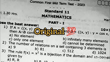 11th Maths  first midterm exam original question paper 2023