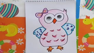 تعلم رسم بومة لطيفة ? #How to draw a cute owl#owl #رسم_سهل_للمبتدئين #تعليم_الاطفال #رسمات_كيوت
