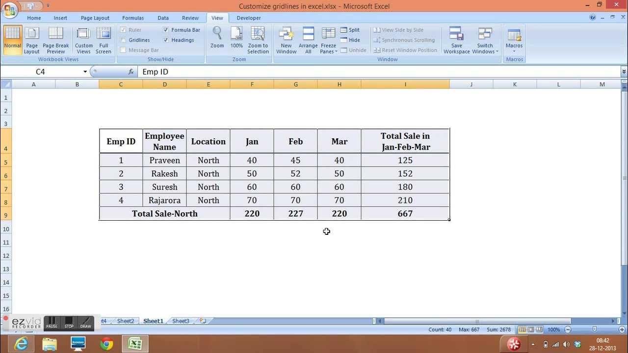 Customization of Gridlines, Row Heading, Column Heading and Formula Bar ...