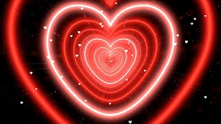 Neon Heart Tunnel Bg Animation❤Red Heart Background | Heart Moving Background Video Loop 4 Hours