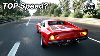 Now on top speed gameplay... this car is a "1984 ferrari 288 gto" in
gran turismo sport. "no upgrade" (power- 393 bhp), (torque- 499 nm),
(weight- 1160 kg) t...