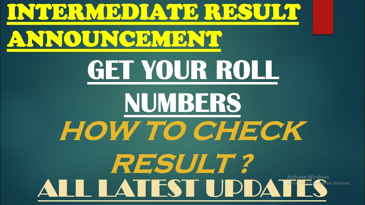 Intermediate Result 2020 Announcement || Get Your Roll Numbers || 11th & 12th Result || Check Result