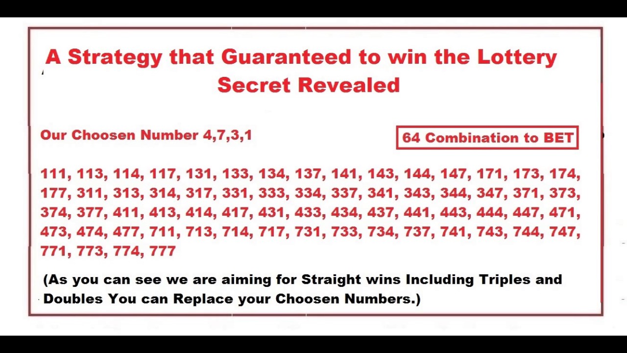 A Strategy that Guaranteed to win the Lottery Everytime Secret
