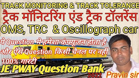 Track Monitoring and Track tolerance!!OMS !!TRC!! Oscillograph Car! JE PWAY QUESTION BANK!#Rail_path