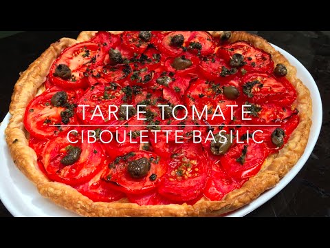 tarte-à-la-tomate,-basilic-et-ciboulette.-recette-végétarienne-!