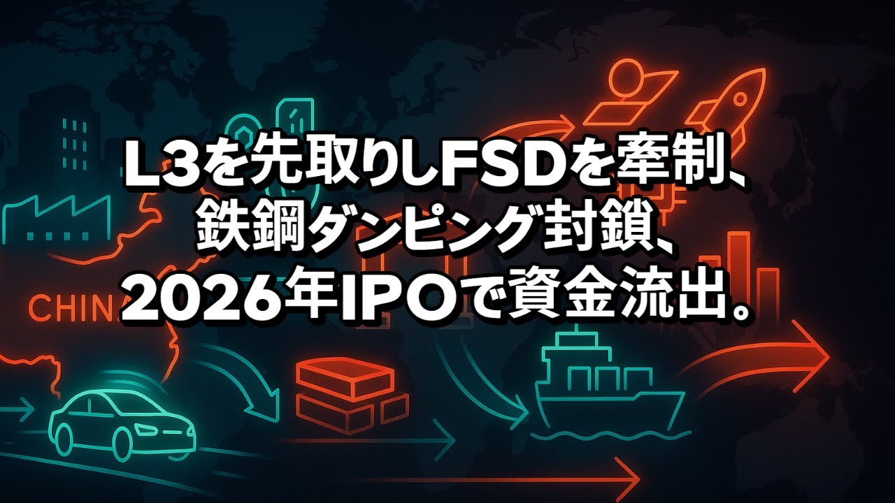 [オーディオファイル] L3を先取りしFSDを牽制、鉄鋼ダンピング封鎖、2026年IPOで資金流出。 - YouTube