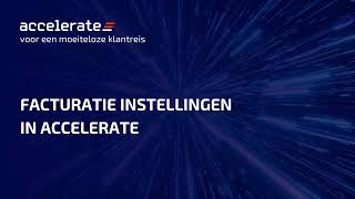 Facturatie instellingen in Accelerate