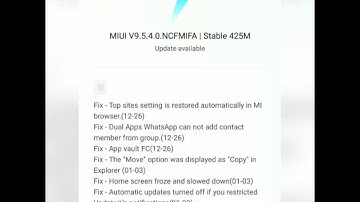 MIUI V 9.5.4.0 NCFMIFA Stable Update.